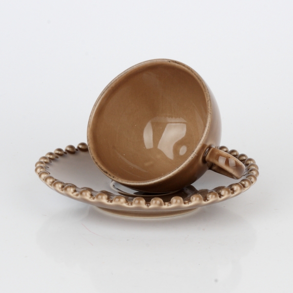 Hrnček na kávu s tanierikom PEARL kávový 0,07l