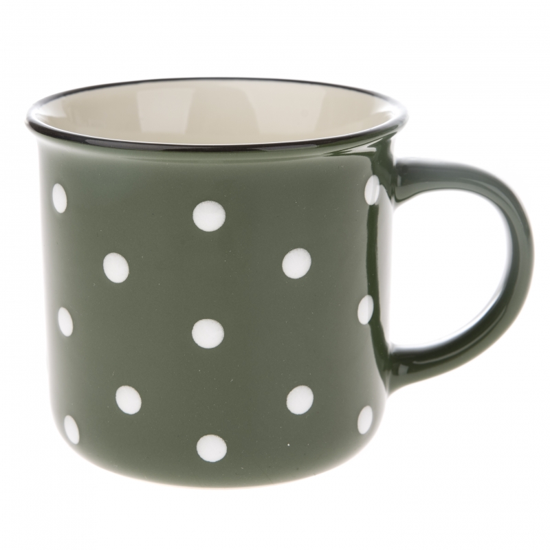 Hrnček na kávu zelený s bodkami 350ml