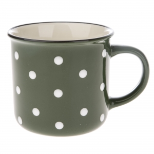 Hrnček na kávu zelený s bodkami 350ml