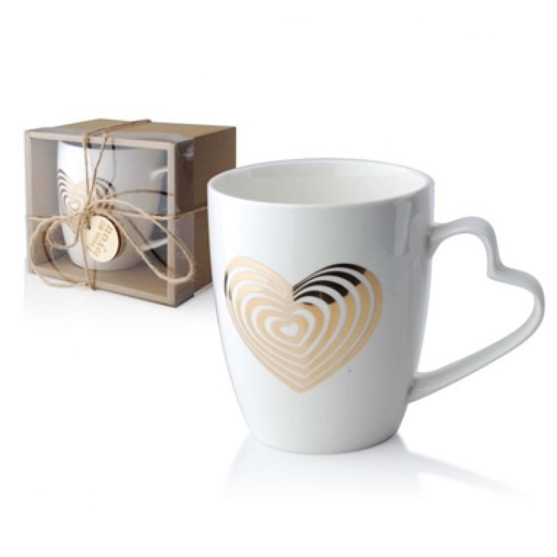Hrnček so zlatým srdcom v darčekovom balení 360ml