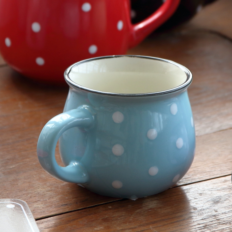 Hrnček svetlo modrý s bielymi bodkami 230ml