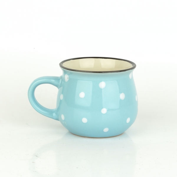 Hrnček svetlo modrý s bielymi bodkami 230ml