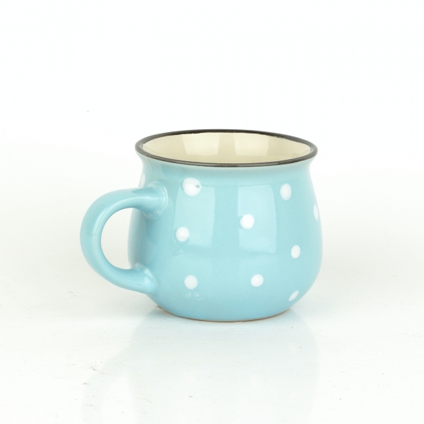 Hrnček svetlo modrý s bielymi bodkami 230ml