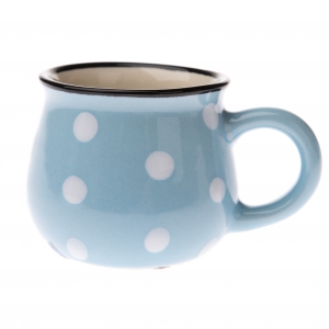 Hrnček svetlo modrý s bielymi bodkami 75ml