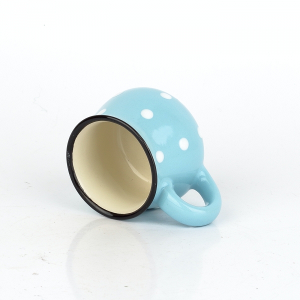Hrnček svetlo modrý s bielymi bodkami 75ml