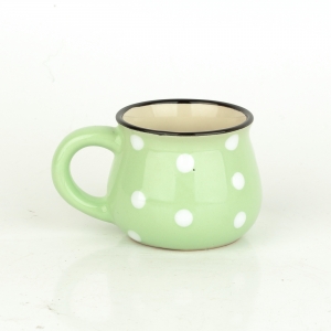 Hrnček svetlo zelený s bielymi bodkami 75ml