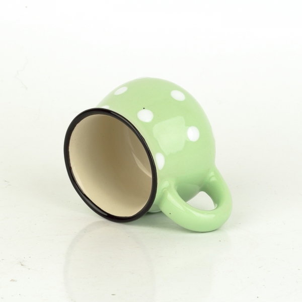 Hrnček svetlo zelený s bielymi bodkami 75ml