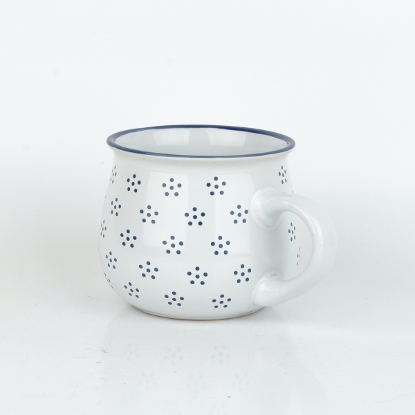 Hrnček väčší biely s čiernymi bodkami 770ml