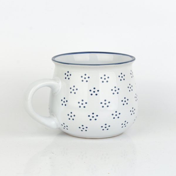 Hrnček väčší biely s čiernymi bodkami 770ml