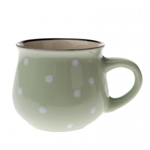 Hrnček zelený s bielymi bodkami 230ml