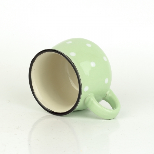 Hrnček zelený s bielymi bodkami 230ml
