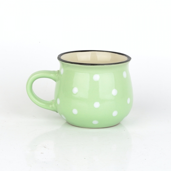 Hrnček zelený s bielymi bodkami 230ml