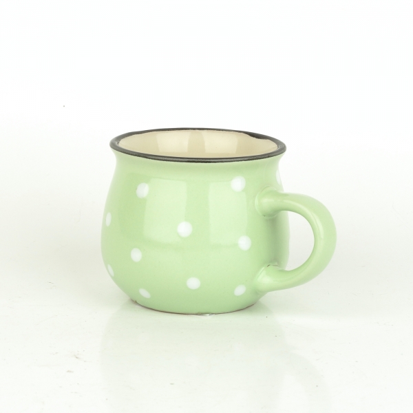 Hrnček zelený s bielymi bodkami 230ml