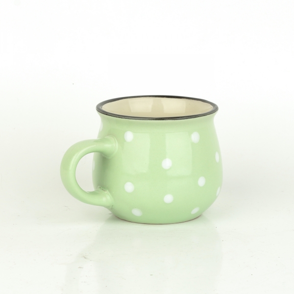 Hrnček zelený s bielymi bodkami 230ml