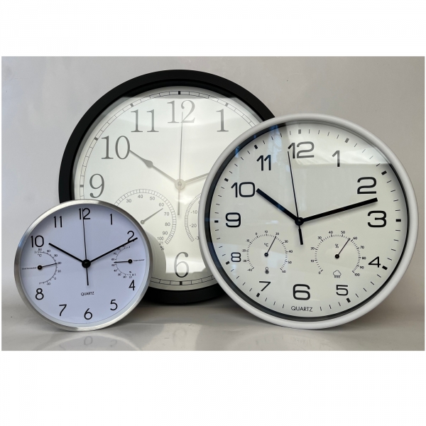 Interiérové hodiny s teplomerom a vlhkomerom 35 cm