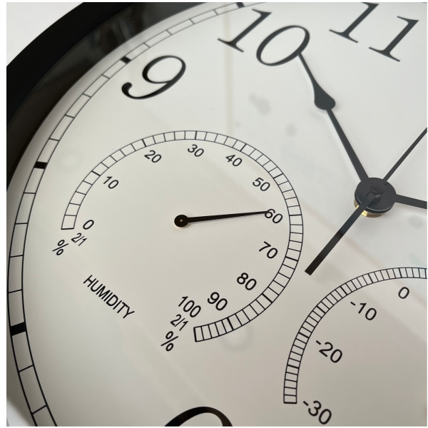 Interiérové hodiny s teplomerom a vlhkomerom 35 cm