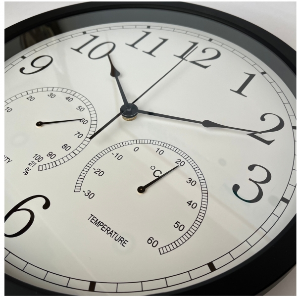 Interiérové hodiny s teplomerom a vlhkomerom 35 cm
