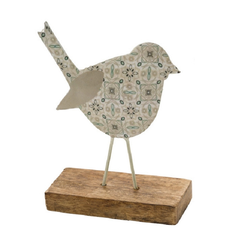 Jarná dekorácia do bytu vtáčik hnedý 11,2x27x4cm