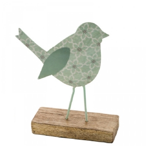 Jarná dekorácia do bytu vtáčik zelený 11,2x27x4cm