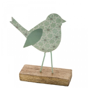 Jarná dekorácia do bytu vtáčik zelený 15x11x4cm