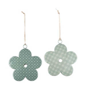 Jarná dekorácia na stôl kvetina modrá/mätová 9x8cm