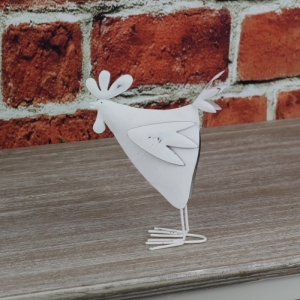 Jarné dekorácie plechový kohút biely 19cm