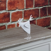 Jarné dekorácie plechový kohút biely 19cm