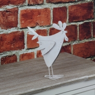 Jarné dekorácie plechový kohút biely 25cm