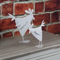 Jarné dekorácie plechový kohút biely 25cm