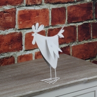 Jarné dekorácie plechový kohút biely 25cm