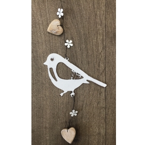 Jarná dekorácia s vtáčikom 37cm
