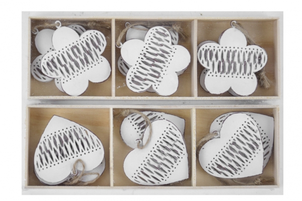 Jarné dekorácie závesné kovové srdce 6ks