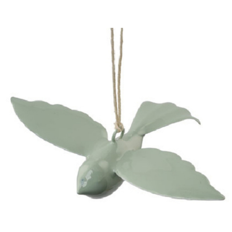 Jarná dekorácia závesný vtáčik zelený 11x7,5cm