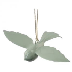 Jarná dekorácia závesný vtáčik zelený 11x7,5cm