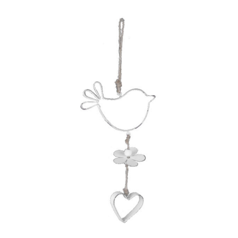 Jarná výzdoba záves s vtáčikom 12,5x34cm