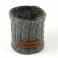 Kalíšek na svíčku sklo + šedý vlněný návlek