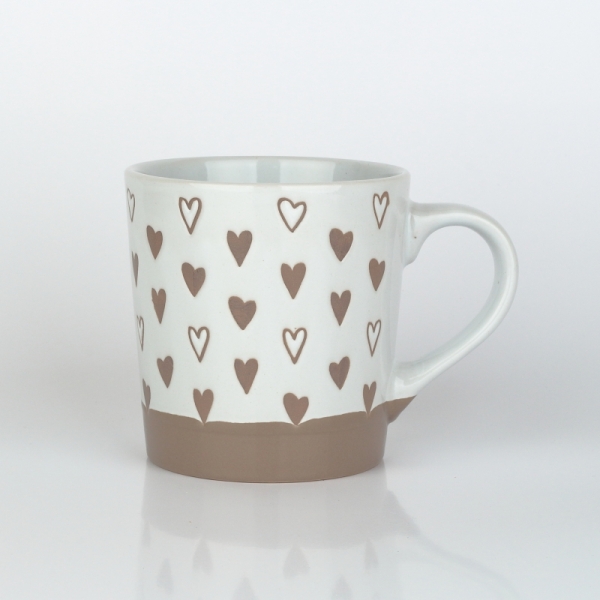 Kameninový hrnček srdce svetlý 473ml