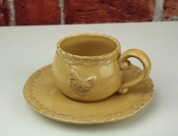 Kávový set šálka s tanierikom - sliepky
