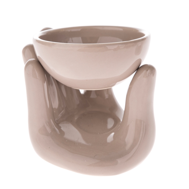 Keramická aromalampa dlaň krémová