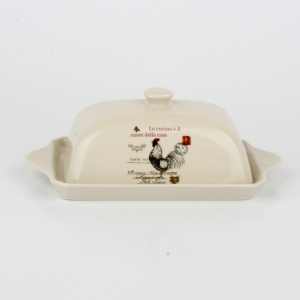 Keramická dóza na maslo kohút 19x10,5x7,5cm