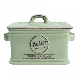Keramická dóza na maslo zelená Pride of Place 13,5x9,7x10cm