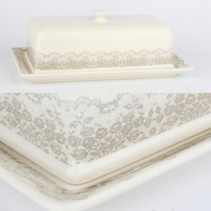 Keramická dóza na potraviny čipka 36x20cm 