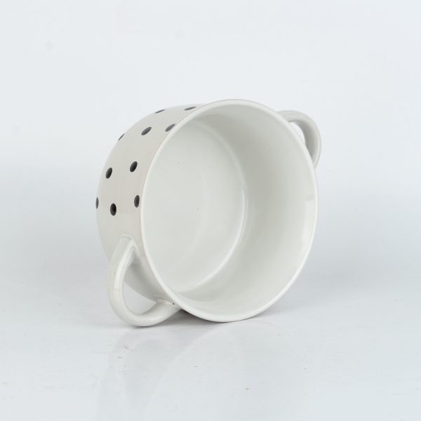 Keramická miska biela s čiernymi bodkami 560 ml s uškami