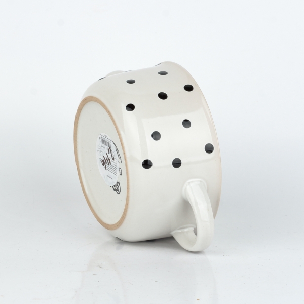 Keramická miska biela s čiernymi bodkami 560 ml s uškami