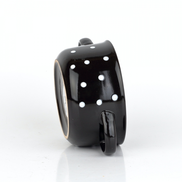 Keramická miska čierna s bielymi bodkami 560 ml s uškami