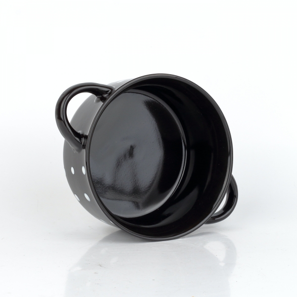 Keramická miska čierna s bielymi bodkami 560 ml s uškami