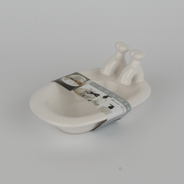 Keramická miska na mydlo vaňa biela 15x10x8cm