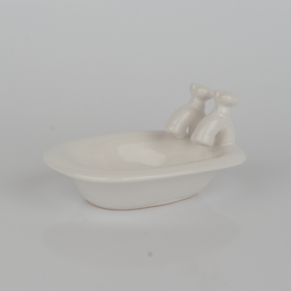 Keramická miska na mydlo vaňa biela 15x10x8cm