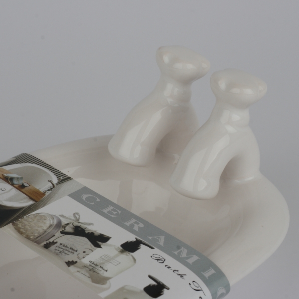 Keramická miska na mydlo vaňa biela 15x10x8cm