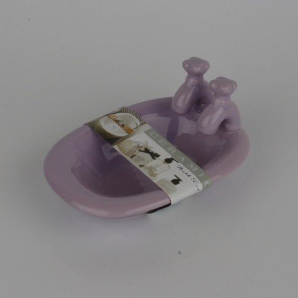 Keramická miska na mydlo vaňa fialová 15x10x8cm